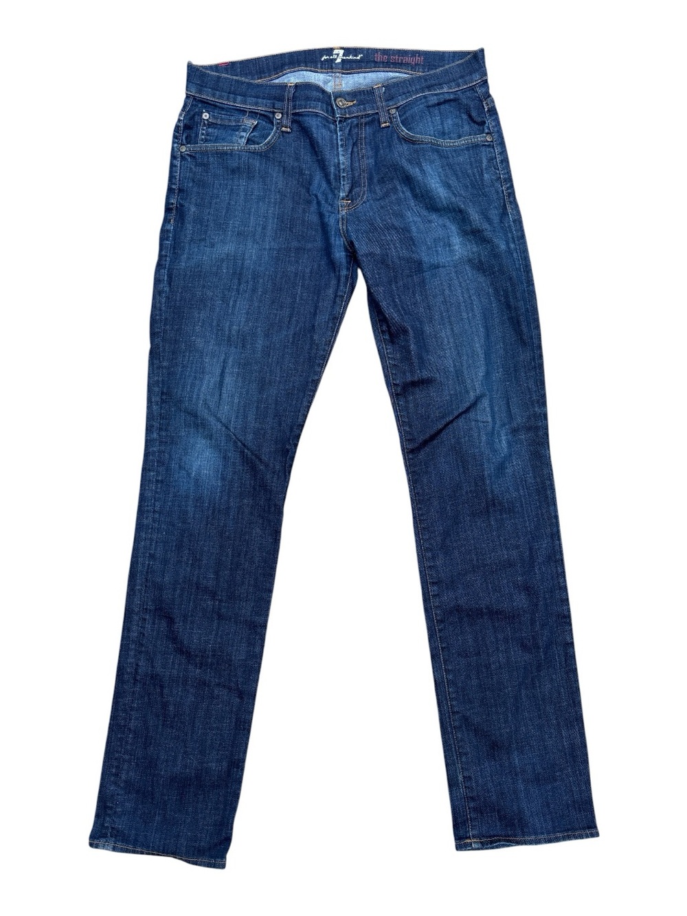7 For All Mankind Men's Dark Blue Slim Straight Jeans